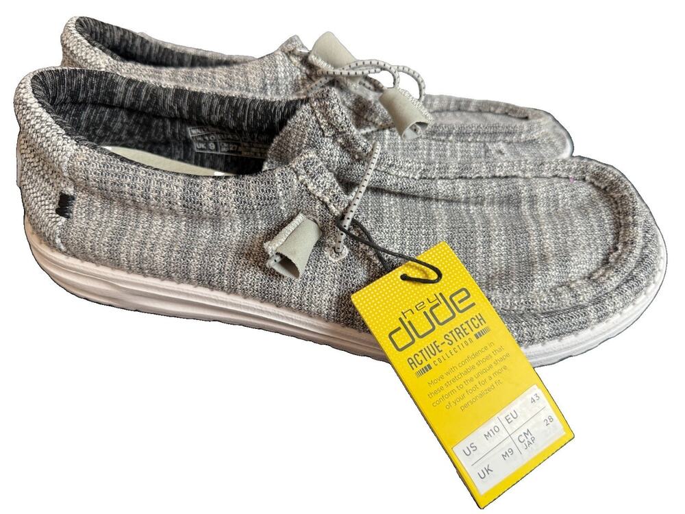 Hey Dude NWT Wally Stretch Granite Mens Size 10